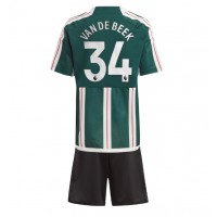 Koszulka piłkarska Manchester United Donny van de Beek #34 Strój wyjazdowy dla dzieci 2023-24 tanio Krótki Rękaw (+ Krótkie spodenki)